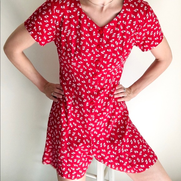 Vintage 90’s cherry red print romper - Picture 6 of 16